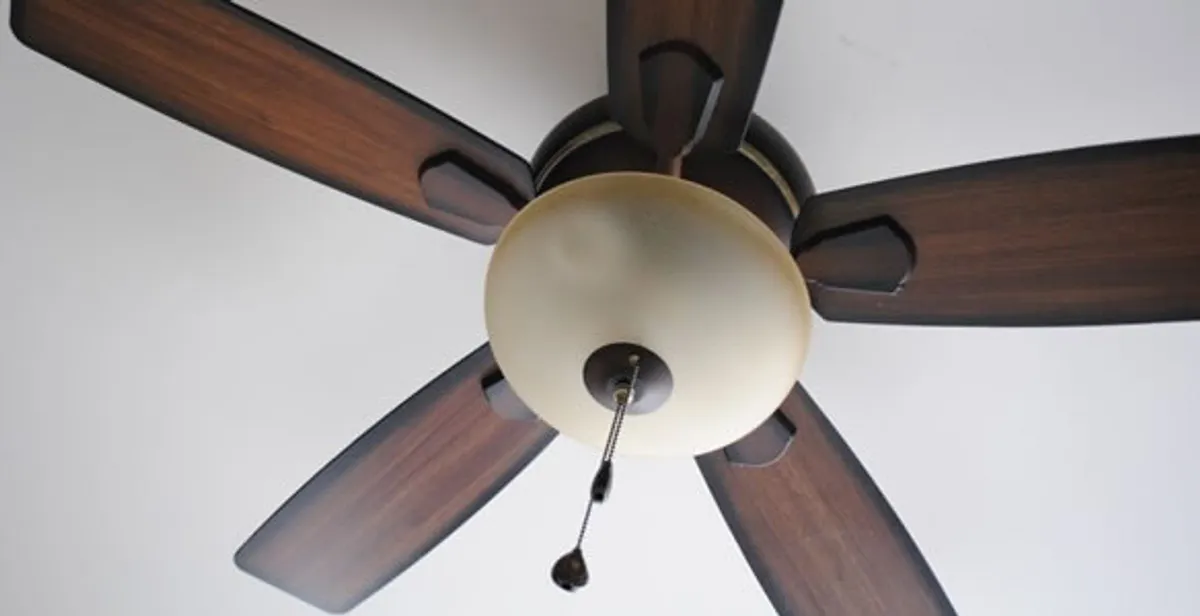 Fully installed ceiling fan with balanced blades and light fixture in Mesa, AZ